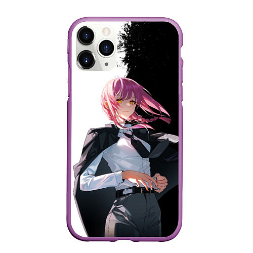 Чехол iPhone 11 Pro матовый Макима - Два цвета - Человек бензопила / 3D-Фиолетовый – фото 1