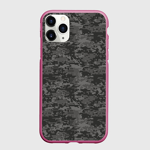 Чехол iPhone 11 Pro матовый Камуфляж AOR-2 серый пиксель / 3D-Малиновый – фото 1