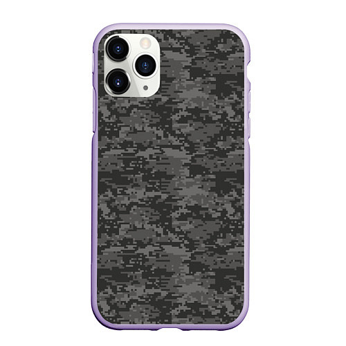 Чехол iPhone 11 Pro матовый Камуфляж AOR-2 серый пиксель / 3D-Светло-сиреневый – фото 1