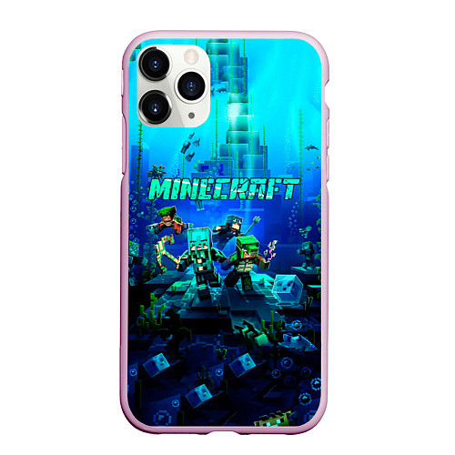 Чехол iPhone 11 Pro матовый Minecraft water / 3D-Розовый – фото 1