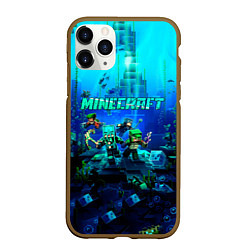 Чехол iPhone 11 Pro матовый Minecraft water, цвет: 3D-коричневый