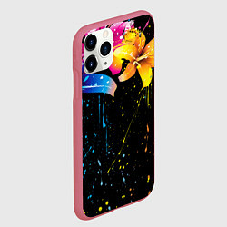 Чехол iPhone 11 Pro матовый Цветные лилии, цвет: 3D-малиновый — фото 2