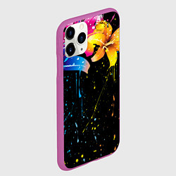 Чехол iPhone 11 Pro матовый Цветные лилии, цвет: 3D-фиолетовый — фото 2
