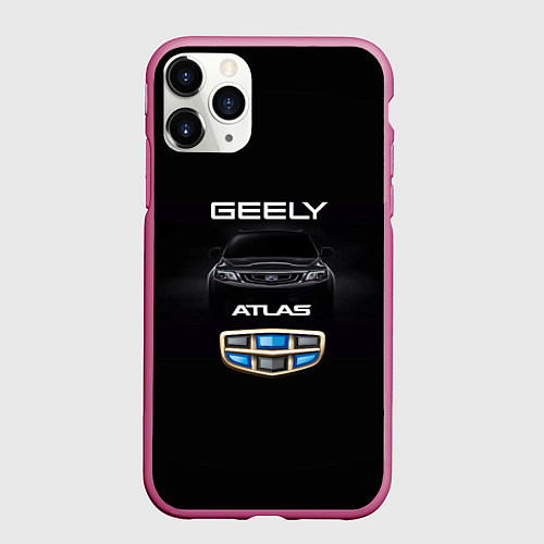 Чехол iPhone 11 Pro матовый Geely Атлас / 3D-Малиновый – фото 1