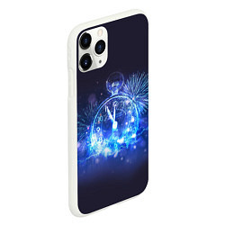 Чехол iPhone 11 Pro матовый Часы в Новый год на фоне салюта, цвет: 3D-белый — фото 2