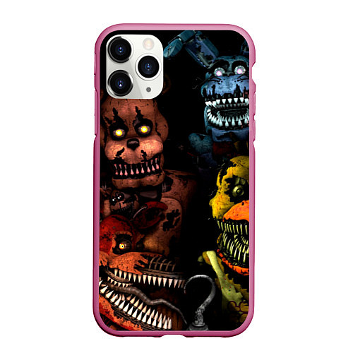 Чехол iPhone 11 Pro матовый Five Nights at Freddys / 3D-Малиновый – фото 1