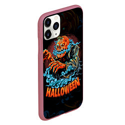 Чехол iPhone 11 Pro матовый Жуткий Хэллоуин Halloween, цвет: 3D-малиновый — фото 2