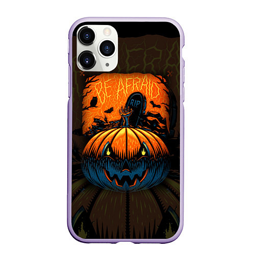 Чехол iPhone 11 Pro матовый Scary Halloween Хэллоуин / 3D-Светло-сиреневый – фото 1