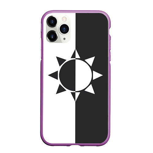 Чехол iPhone 11 Pro матовый Черно-белое солнце / 3D-Фиолетовый – фото 1