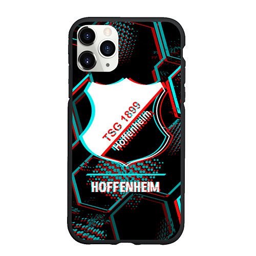 Чехол iPhone 11 Pro матовый Hoffenheim FC в стиле glitch на темном фоне / 3D-Черный – фото 1