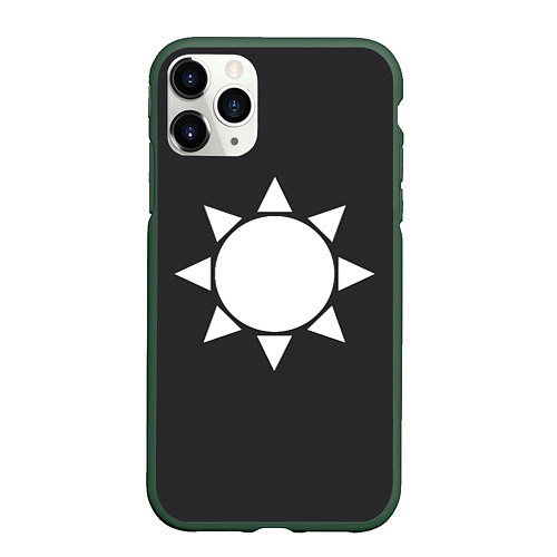 Чехол iPhone 11 Pro матовый Белое солнце узор / 3D-Темно-зеленый – фото 1
