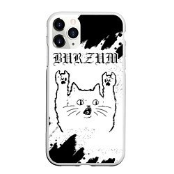 Чехол iPhone 11 Pro матовый Burzum рок кот на светлом фоне, цвет: 3D-белый