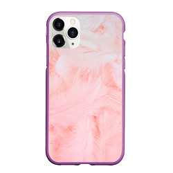 Чехол iPhone 11 Pro матовый Aesthetic visual art pink feathers, цвет: 3D-фиолетовый