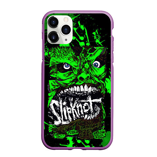 Чехол iPhone 11 Pro матовый Slipknot - green monster по / 3D-Фиолетовый – фото 1