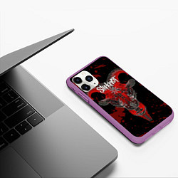 Чехол iPhone 11 Pro матовый Slipknot - красный козел, цвет: 3D-фиолетовый — фото 2