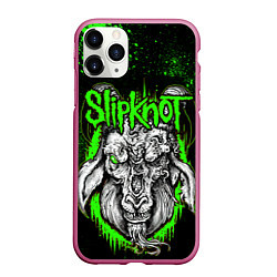 Чехол iPhone 11 Pro матовый Slipknot зеленый козел, цвет: 3D-малиновый