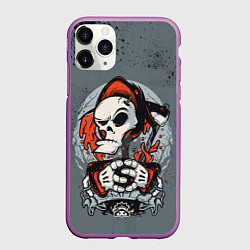 Чехол iPhone 11 Pro матовый Slipknot Скелет, цвет: 3D-фиолетовый