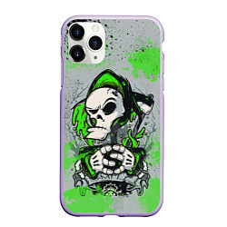 Чехол iPhone 11 Pro матовый Slipknot скелет green, цвет: 3D-светло-сиреневый