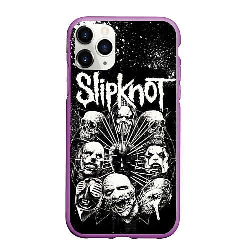 Чехол iPhone 11 Pro матовый Slipknot Black / 3D-Фиолетовый – фото 1