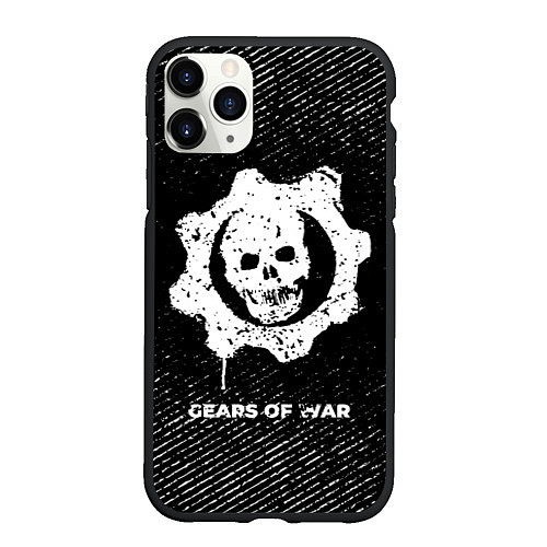Чехол iPhone 11 Pro матовый Gears of War с потертостями на темном фоне / 3D-Черный – фото 1