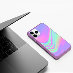 Чехол iPhone 11 Pro матовый Цветные волны, цвет: 3D-фиолетовый — фото 2