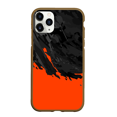 Чехол iPhone 11 Pro матовый Black & Orange / 3D-Коричневый – фото 1