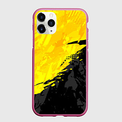 Чехол iPhone 11 Pro матовый Black and yellow, цвет: 3D-малиновый