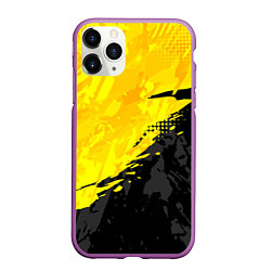 Чехол iPhone 11 Pro матовый Black and yellow, цвет: 3D-фиолетовый