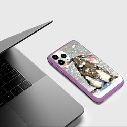 Чехол iPhone 11 Pro матовый Кролик Снежок Милый, цвет: 3D-фиолетовый — фото 2