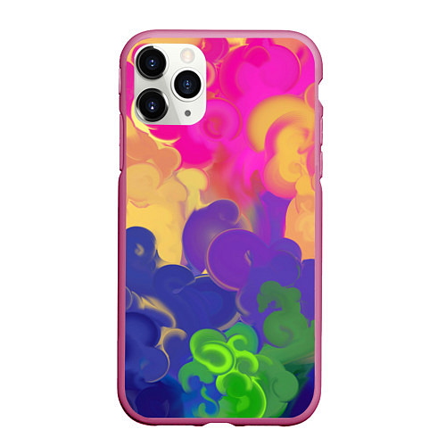Чехол iPhone 11 Pro матовый Разноцветный дым / 3D-Малиновый – фото 1