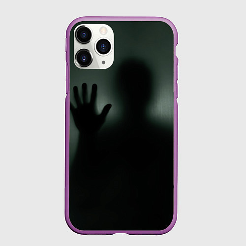 Чехол iPhone 11 Pro матовый Хэллоуин - тень призрака / 3D-Фиолетовый – фото 1