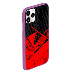 Чехол iPhone 11 Pro матовый Красные брызги на черном фоне, цвет: 3D-фиолетовый — фото 2
