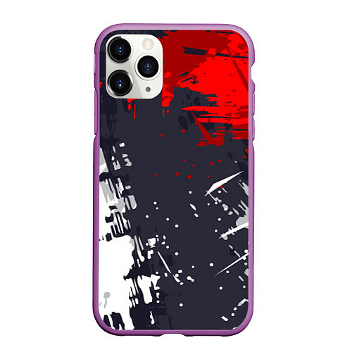 Чехол iPhone 11 Pro матовый Абстрактные брызги / 3D-Фиолетовый – фото 1