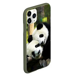 Чехол iPhone 11 Pro матовый Влюблённые панды, цвет: 3D-темно-зеленый — фото 2