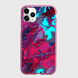 Чехол iPhone 11 Pro матовый Смешанные краски, цвет: 3D-малиновый