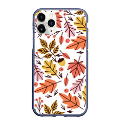 Чехол iPhone 11 Pro матовый Осенний паттерн - листья, цвет: 3D-серый