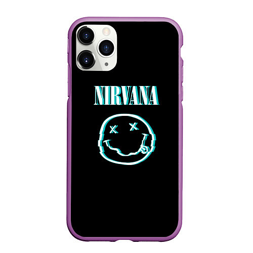 Чехол iPhone 11 Pro матовый Nirvana неон / 3D-Фиолетовый – фото 1