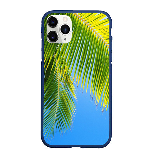 Чехол iPhone 11 Pro матовый Пальма у неба / 3D-Тёмно-синий – фото 1