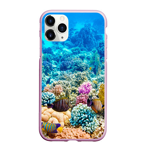 Чехол iPhone 11 Pro матовый Дно морское / 3D-Розовый – фото 1