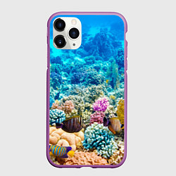 Чехол iPhone 11 Pro матовый Дно морское, цвет: 3D-фиолетовый