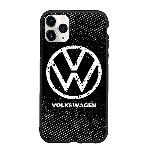 Чехол iPhone 11 Pro матовый Volkswagen с потертостями на темном фоне / 3D-Черный – фото 1