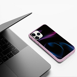 Чехол iPhone 11 Pro матовый Абстрактные фиолетовые волны, цвет: 3D-розовый — фото 2