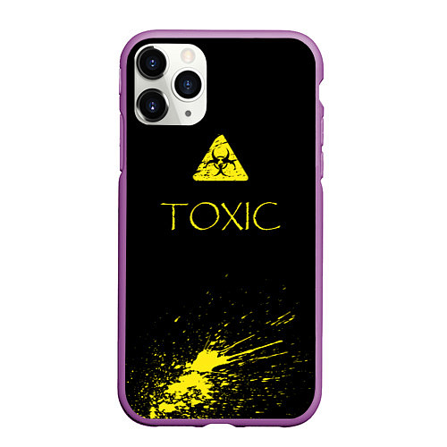 Чехол iPhone 11 Pro матовый TOXIC - Биологическая опасность / 3D-Фиолетовый – фото 1