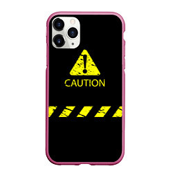 Чехол iPhone 11 Pro матовый CAUTION - Осторожно опасность