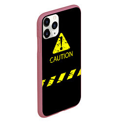 Чехол iPhone 11 Pro матовый CAUTION - Осторожно опасность, цвет: 3D-малиновый — фото 2