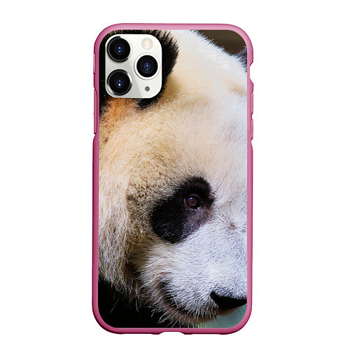 Чехол iPhone 11 Pro матовый Загадочная панда / 3D-Малиновый – фото 1
