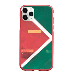 Чехол iPhone 11 Pro матовый Абстрактная красная и зелёная поверхность с линиям, цвет: 3D-красный