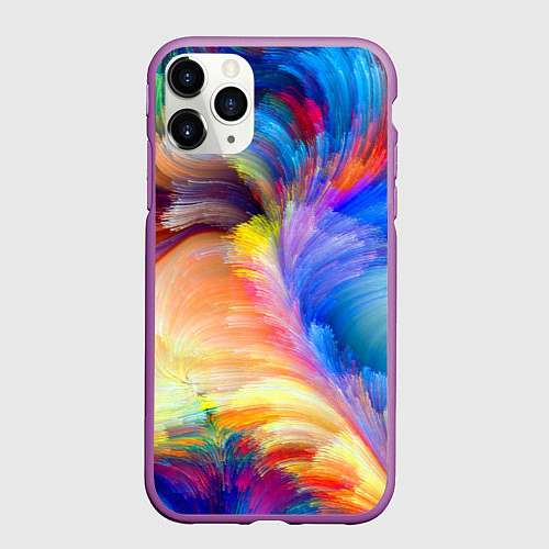 Чехол iPhone 11 Pro матовый Неоновое перо / 3D-Фиолетовый – фото 1
