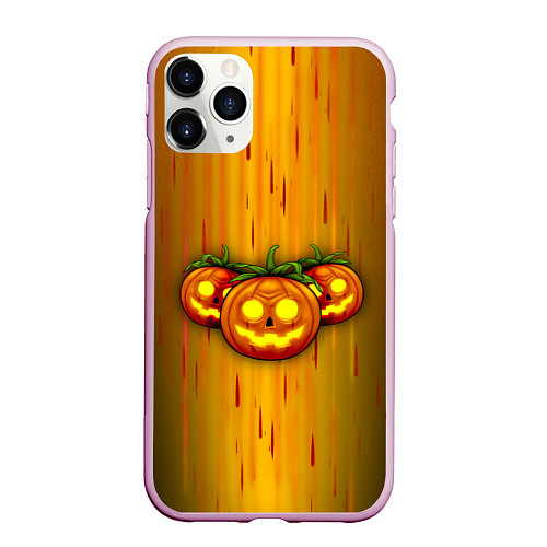 Чехол iPhone 11 Pro матовый Тыквы-Хэллоуин / 3D-Розовый – фото 1