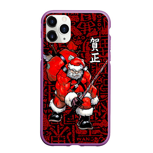 Чехол iPhone 11 Pro матовый Santa Claus Samurai / 3D-Фиолетовый – фото 1